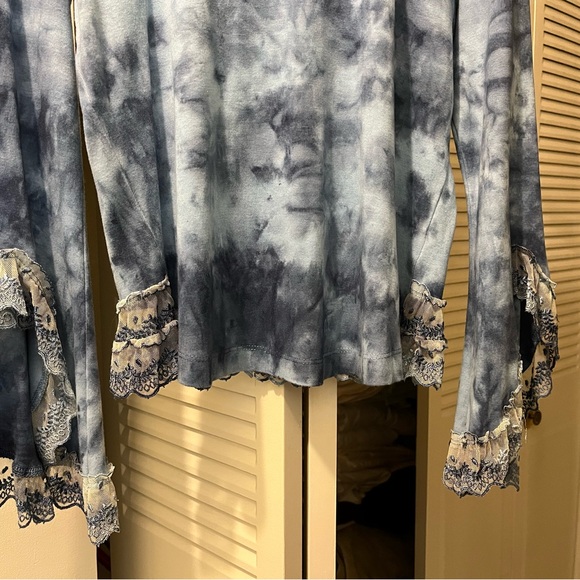 Language Los Angeles Lacy Embroidered Tie-Dye Top, Size Large - Picture 5 of 6